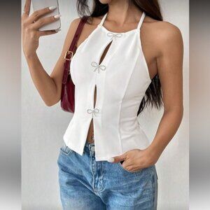 Elegant White Halter Top
